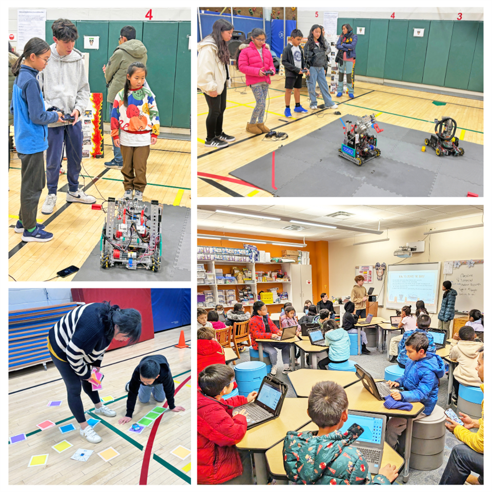 students participating in hour of code activities